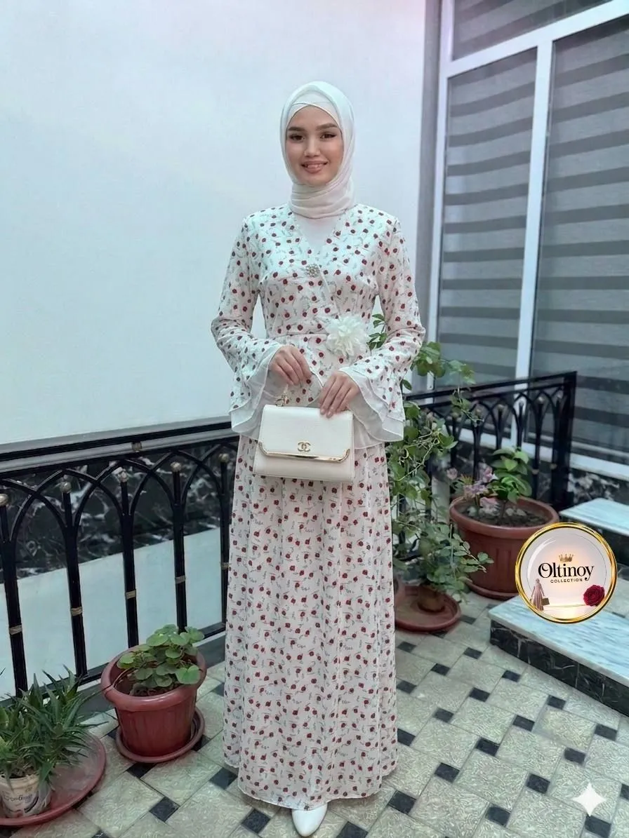 Firuza gulli ko'ylak — sut-firuza — Oltinoy Collection optom