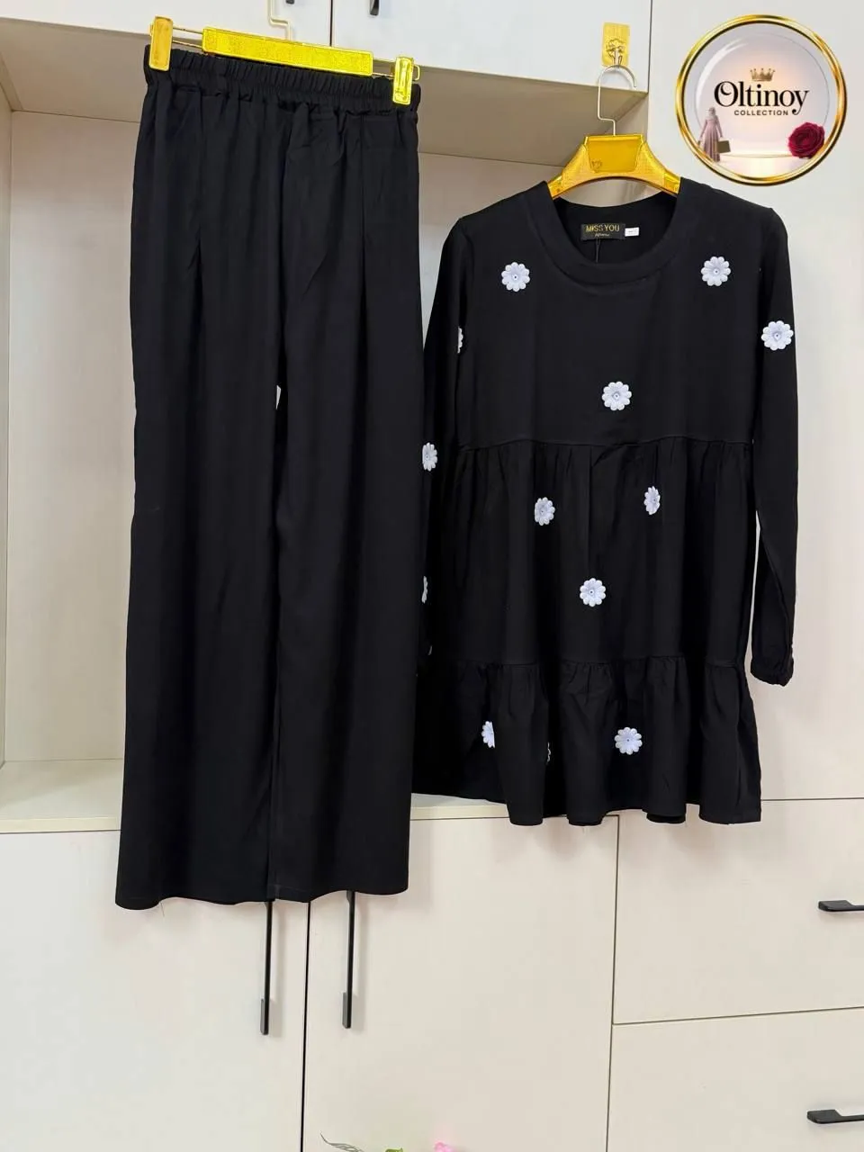 Romashka bezakli dvoyka — qora — Oltinoy Collection optom