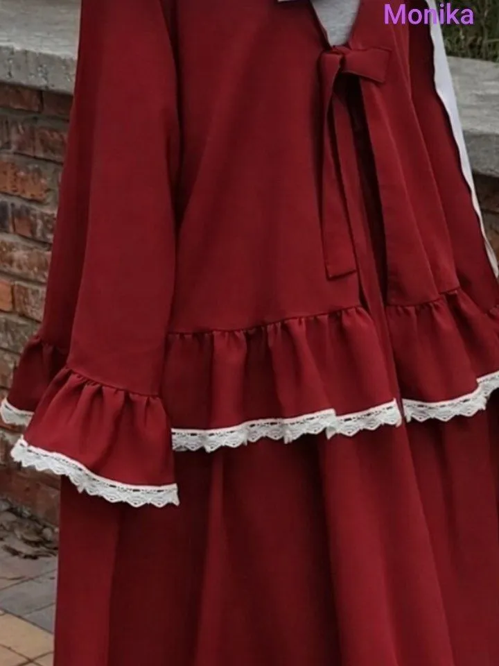 Dantel volanli dvoyka — bordo — Oltinoy Collection optom