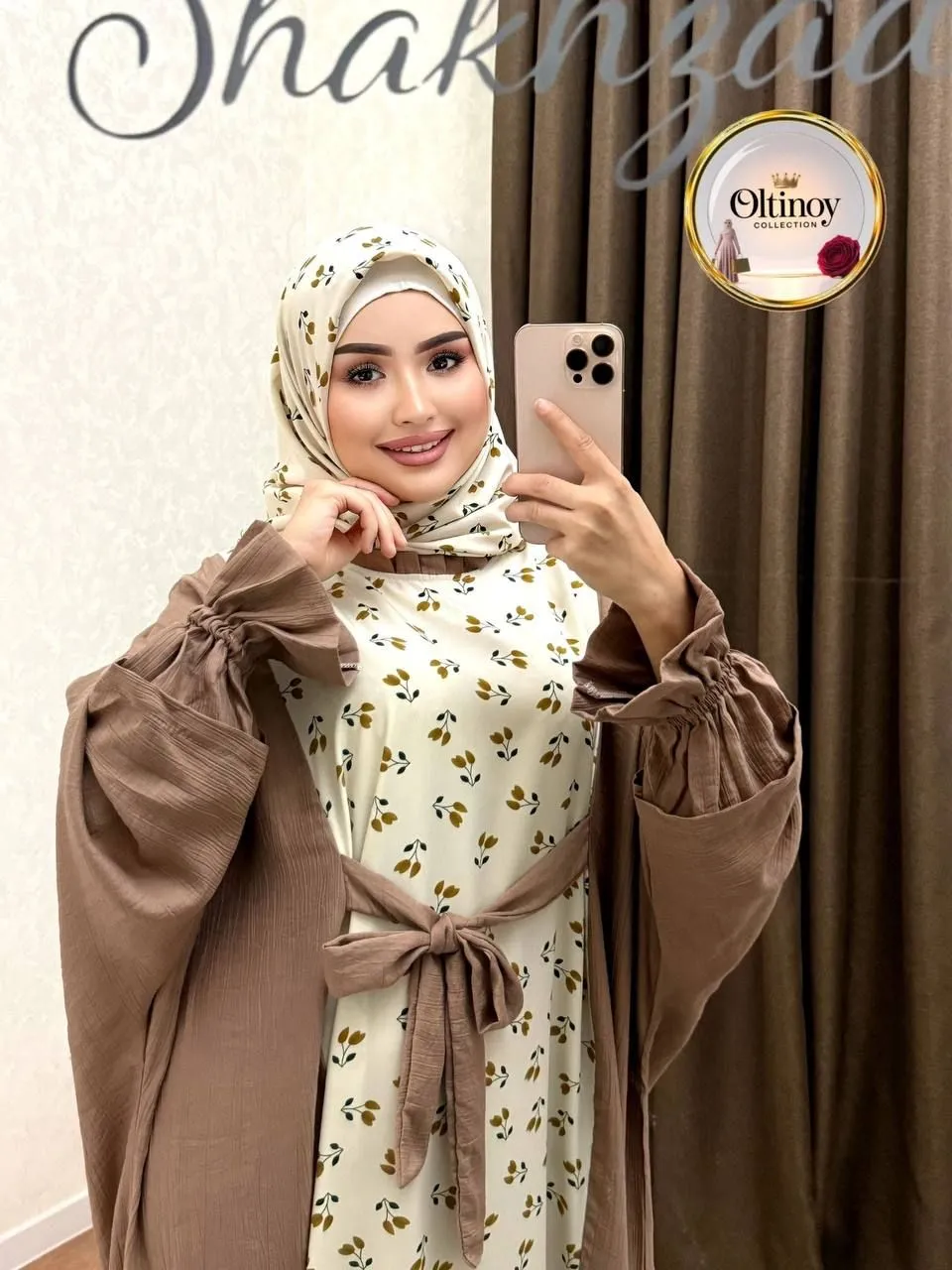 Gulli ko'ylak va ro'mol to'plami — Oltinoy Collection optom